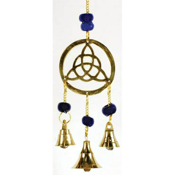 Spiral 7 Chakra Multicolor Beads & Bells Hanging Brass Wind Chime 12" Length